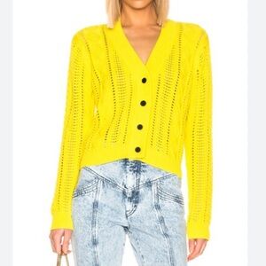 🌟RtA🌟 HUNTER CROCHET V NECK COTTON CARDIGAN LEMON YELLOW SZ S